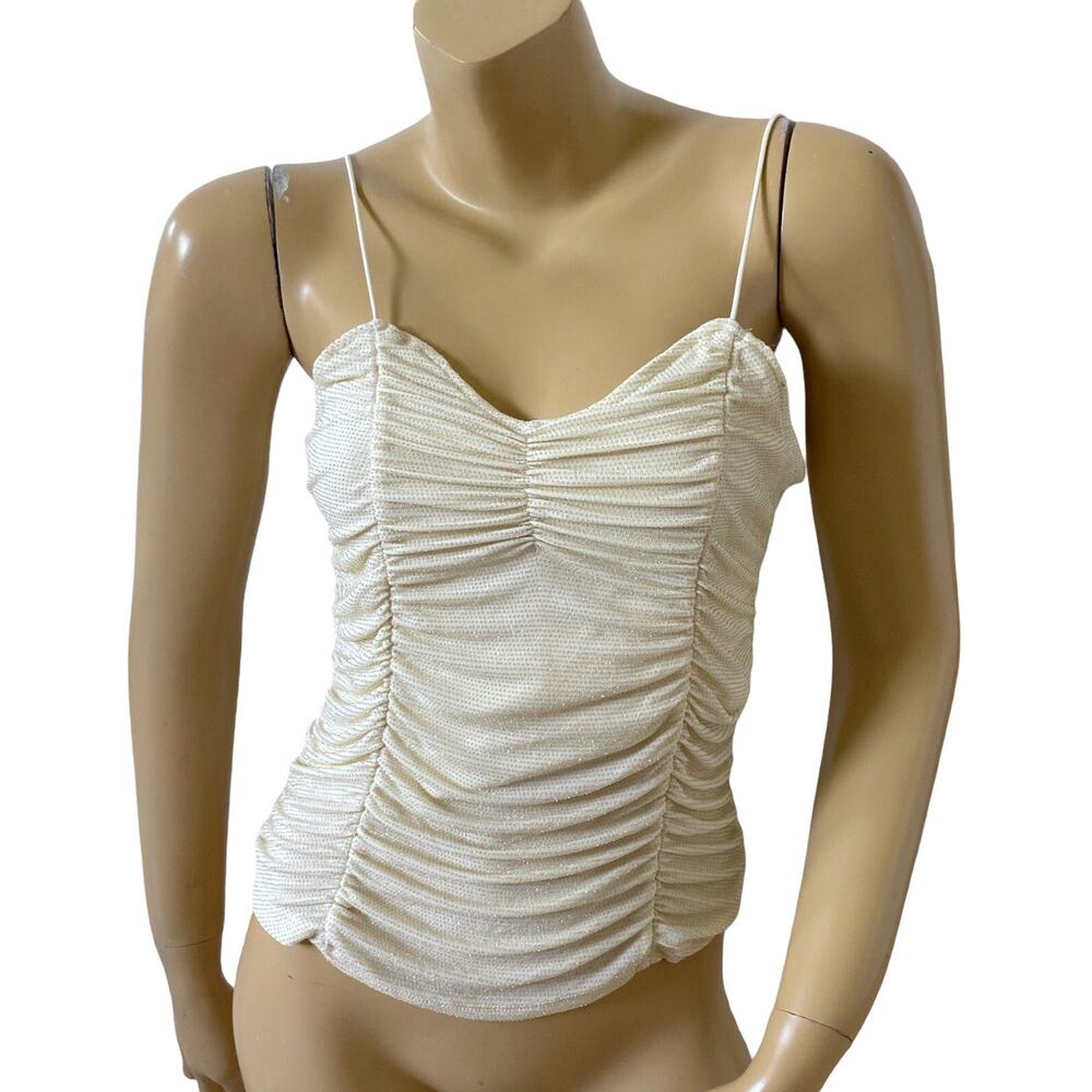 No Boundaries Cream Gold Ruched Sparkle Cami NWT Size M (7-9)